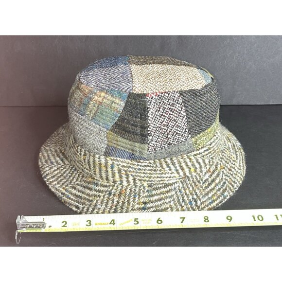 Vintage John Molloy Donegal Tweed Patchwork Pure Wool Hat Size M Ireland Made - Picture 5 of 8